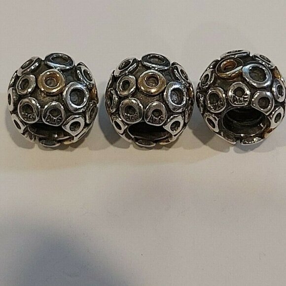 Authentic PANDORA Silver & 14k Gold *Retired* Oh Bead Charm 790325 - Picture 6 of 9